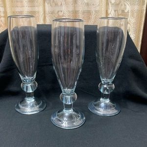 3 HAND BLOWN HEAVY PILSNER GLASSES